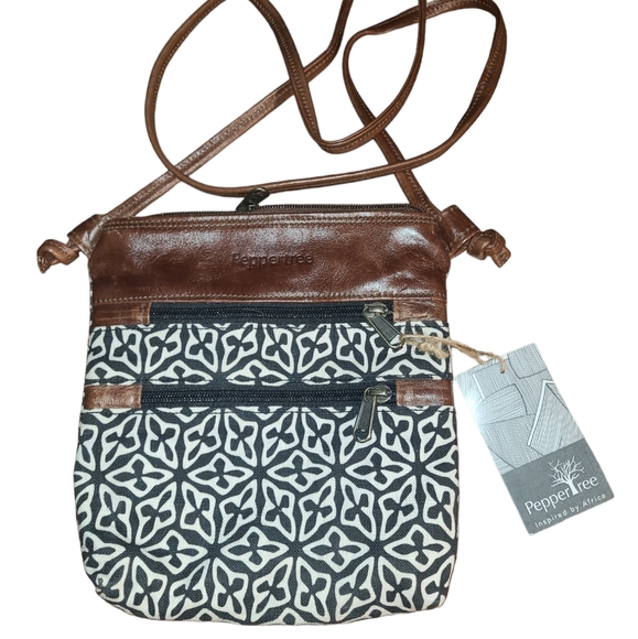 New Pepper Tree Canvas & Lether Mini Crossbody Bag - Picture 3 of 4
